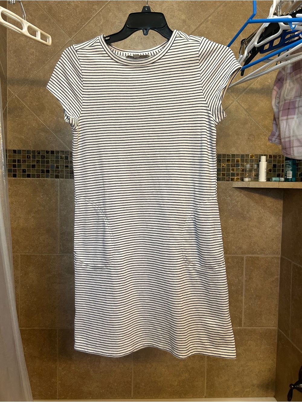LOFT Black and White Stripe Dress